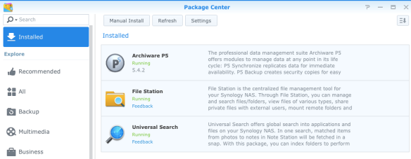 synology-1515-archiware-p5-package-center-installed