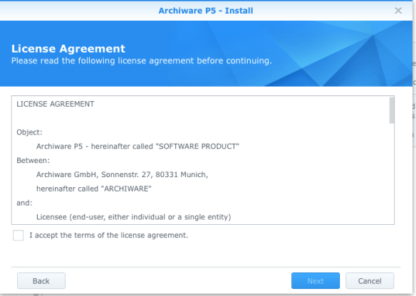 synology-1515-archiware-p5-package-center-license